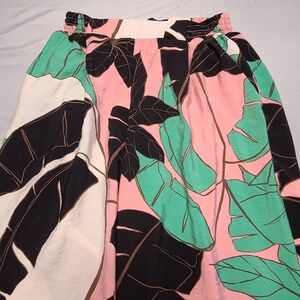 Sofia Jeans Tropical Wide Leg Pants Womens Small Pink Green Leaf Print Cropped